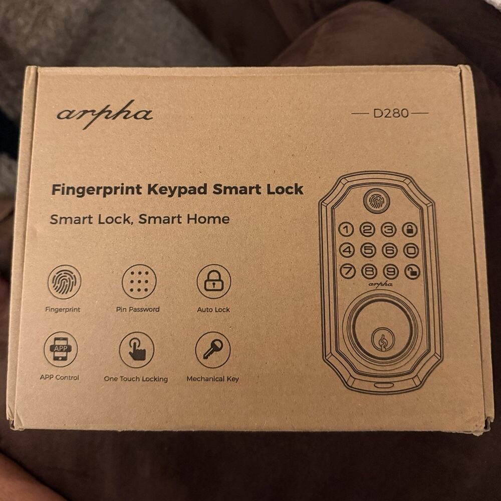 arpha D280 Fingerprint Keypad Smart Lock, App Control, Auto Lock, One-Touch